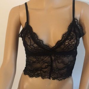 Black lace bra crop top sleepwear lingerie